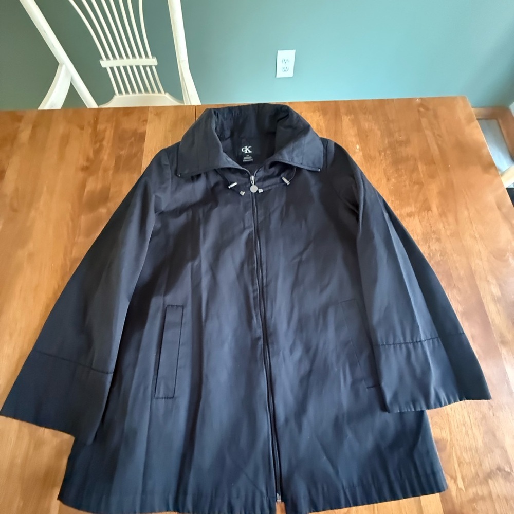 Calvin Klein Black Trench Coat with Elegant Flare